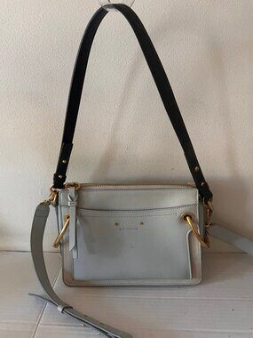 AUTH. CHLOE SMALL ROY LIGHT BLUE LEATHER SHOULDER BAG